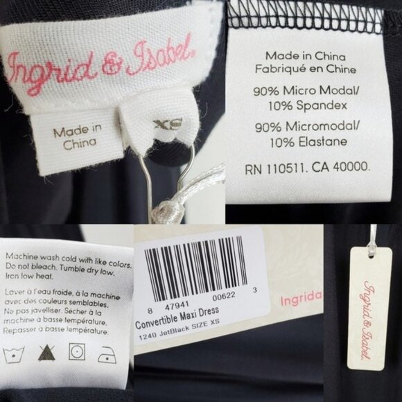 Ingrid & Isabel Womens Black Halter Neck Maxi Maternity Dress Size XS NWT - Picture 7 of 7